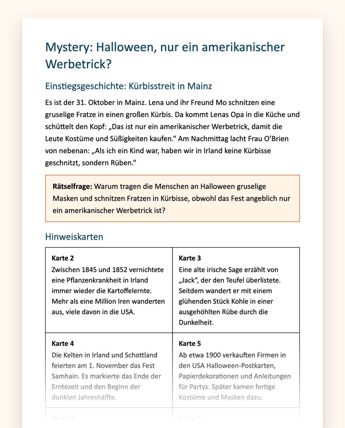 Ausschnitt aus dem Mystery „Halloween, nur ein amerikanischer Werbetrick?“